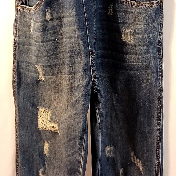 VICI OVERALLS Distressed Frayed Dark Blue Sz Small AMAZING JEANS! Super Cute!! - Picture 6 of 16